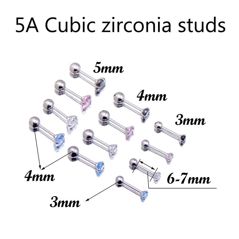 3MM Tiny Cubic Zirconia Stud Screw Backs Sterling Silver Earrings