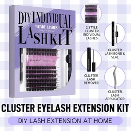 WENDY Lash Clusters Kit Individual Lashes Cluster with Lash Bond and Seal,Eyelash Extensions Remover,Eyelash Clusters Tweezers DIY Natural Eyelashes for Beginners at Home(FD18+B Kit)