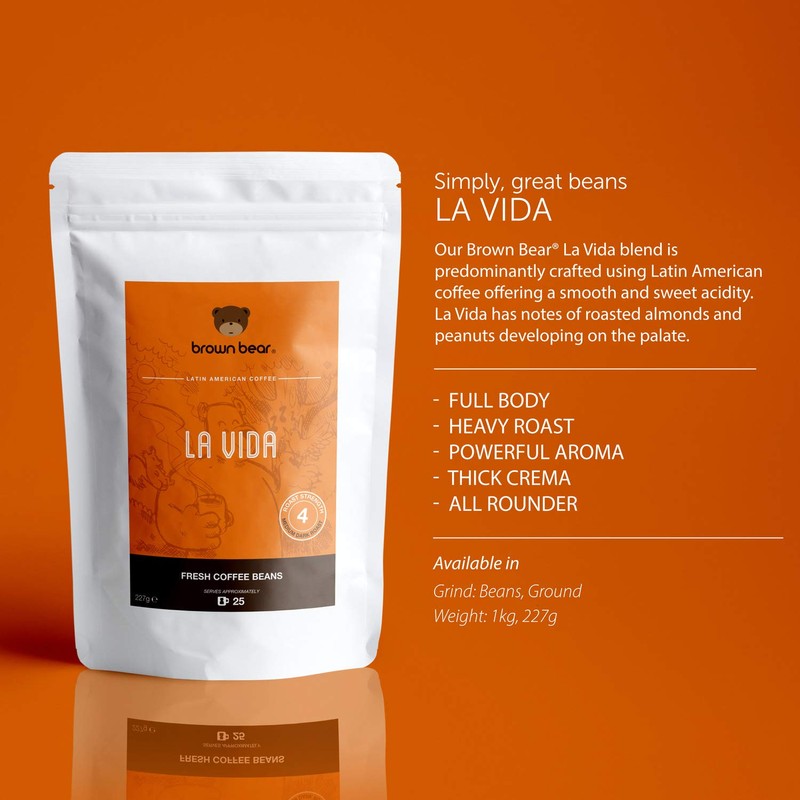 Medium Dark Roast Crema Strong Espresso Coffee Beans 227g -
