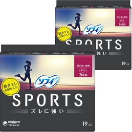 SOFISPORT SPORTS Sanitary Napkins, Resistant to Slipping, Extra Long for Day Use with Wings, 10.2 inches, Set of 19pcs x 2 (Total 38pcs)