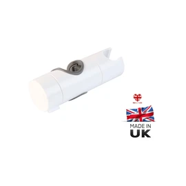 White Matte Adjustable Shower Head for Slide Bar, Hand Shower Bracket Universal 20-25MM Head Guide Bracket Holder 360 Degree Rotation for Sprayers