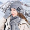 4 Packs Women Winter Hat Scarf Gloves Socks Set, Fleece