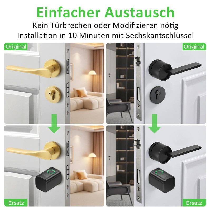 FITNATE Fingerprint Smart Lock, Electronic Door Lock, Front Door Lock,
