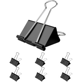 Nomatox Jumbo Binder Clips 3 inch,75mm Width,6 Pack Extra Large Binder Clips for Office,School and Home Organization,Black