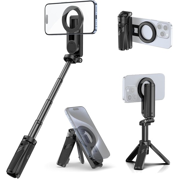 YXYaoZhengYiGeYi 4-in-1 Multi-Functional 360° Rotating Mini Magnetic Portable Selfie Stick,