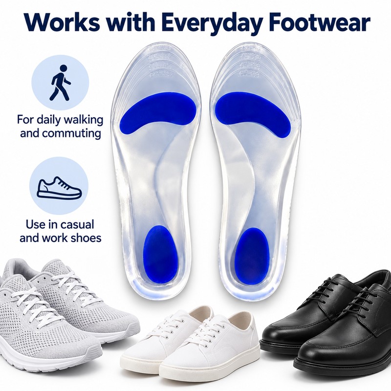 Silicone Gel Insoles for Flat Feet – Shock-Absorbing Arch Support