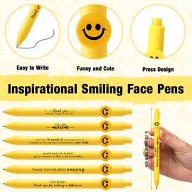 Fuutreo 100 Pcs Funny Pens Coworker Appreciation Gifts Inspirational Motivational Quotes Ballpoint Pens Smile Face for Coworker Employee Staff Team Office(Motivational)