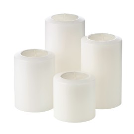 EDZARD Set of 4 Cornelius Pine Tea Light Holders, Diameter 6 cm, Height 6, 8, 10, 12 cm, Perfect for Advent Wreaths, Heat Resistant up to 90 Degrees, Plastic, White