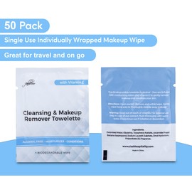 FabbPro Cleansing & Makeup Remover Towelette with Vitamin E – Alcohol-Free Heavy Face Cleansing Wipes – Exfoliating Makeup Remover Wipes – Biodegradable & Eco Friendly Make up Remover Face Wipes - Pack of 50