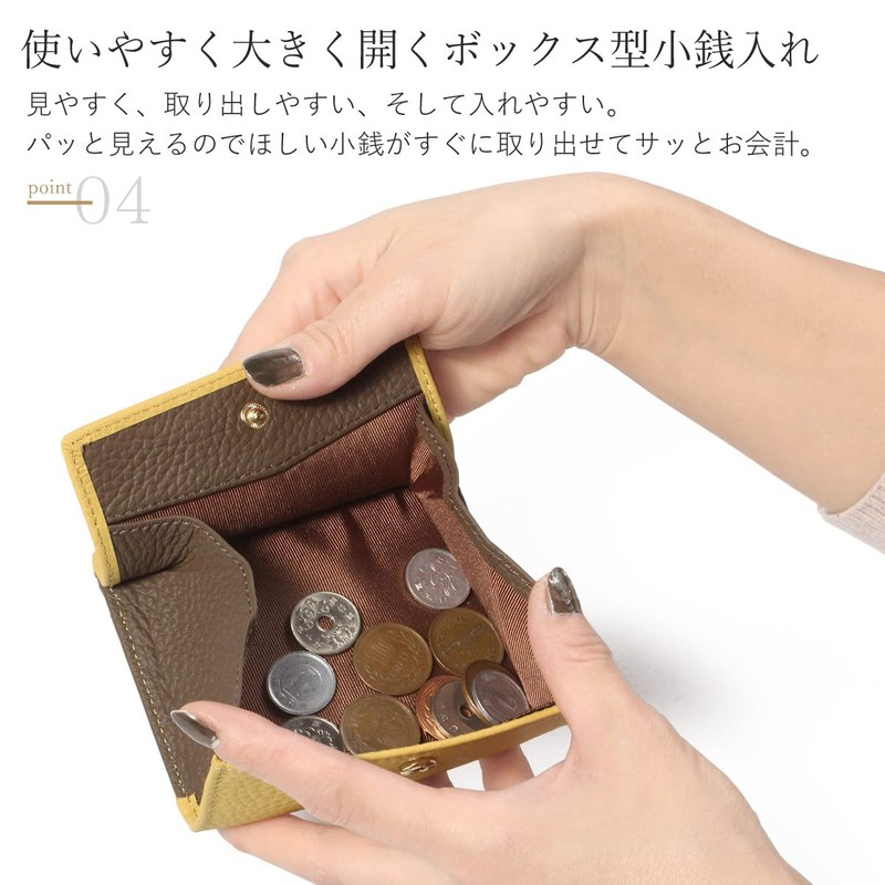 Blampom bp-1077 Mini Wallet, Card Case, Genuine Leather, Compact, Fashionable,