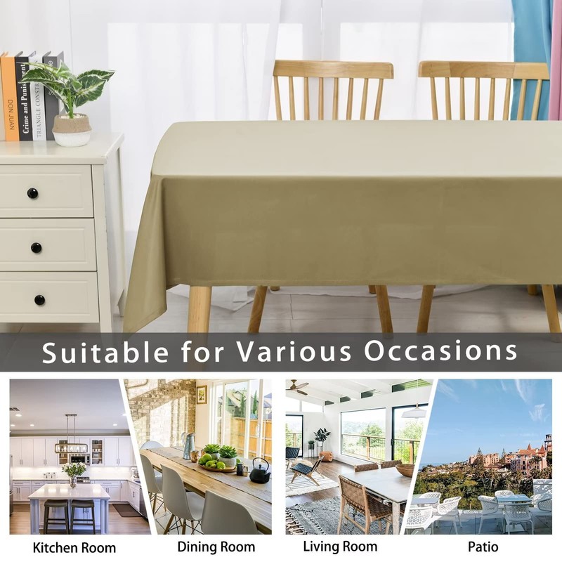 DWCN Table Cloth Wipeable Tablecloths Wipe Clean Tablecloth Rectangular Khaki