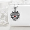 YAFEINI Vintage Evil Eye Necklace Sterling Silver Ruby Triangle Pendant