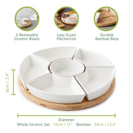 Chef Tacos Ceramic Taco Serving Platter - Divided Serving Tray for Taco Tuesday Lazy Susan Taco Bar - Chip and Dip Serving Set for Party - Appetizer Serving Tray for Salsa, Snacks (13 in)