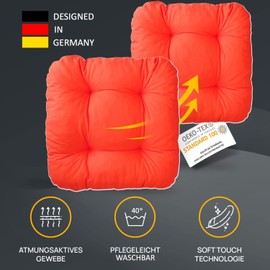 LILENO HOME Set of 4 Chair Cushions, Light Red, 38 x 38 x 8 cm, Seat Cushions for Garden Chairs, Kitchen or Dining Room Chairs, Comfortable, UV-Resistant Indoor and Outdoor Chair Cushions as Chair