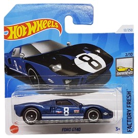 Hot Wheels - Ford GT40 - Factory Fresh 2/10 - HTD34 - Short Card - Good Year - Autolite - Dark Blue Metallic - Mattel 2024-1:64