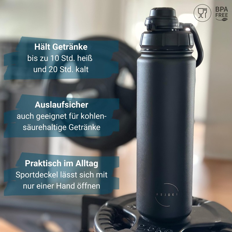 Abjoki Stainless Steel Drinking Bottle "Infinity" 710 ml - Onyx