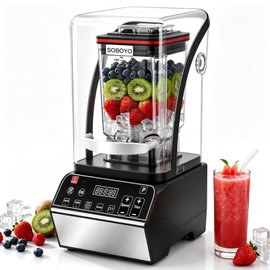 Quiet Blender, 80 oz Commercial Countertop Blender with Noise-Reducing Shield, 2200W Pure Copper Motor, 46000RPM, 6 Presets, DIY Control, Self-Cleaning for Smoothies, Ice Crushing, Puree,Food,Kitchen