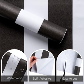 RUSPEPA Peel and Stick Wallpaper, 17.3 Inch x 6.5 Feet, Stripe Design Self Adhesive Removable Wallpaper Decorative Waterproof Contact Paper for Cabinets, Walls