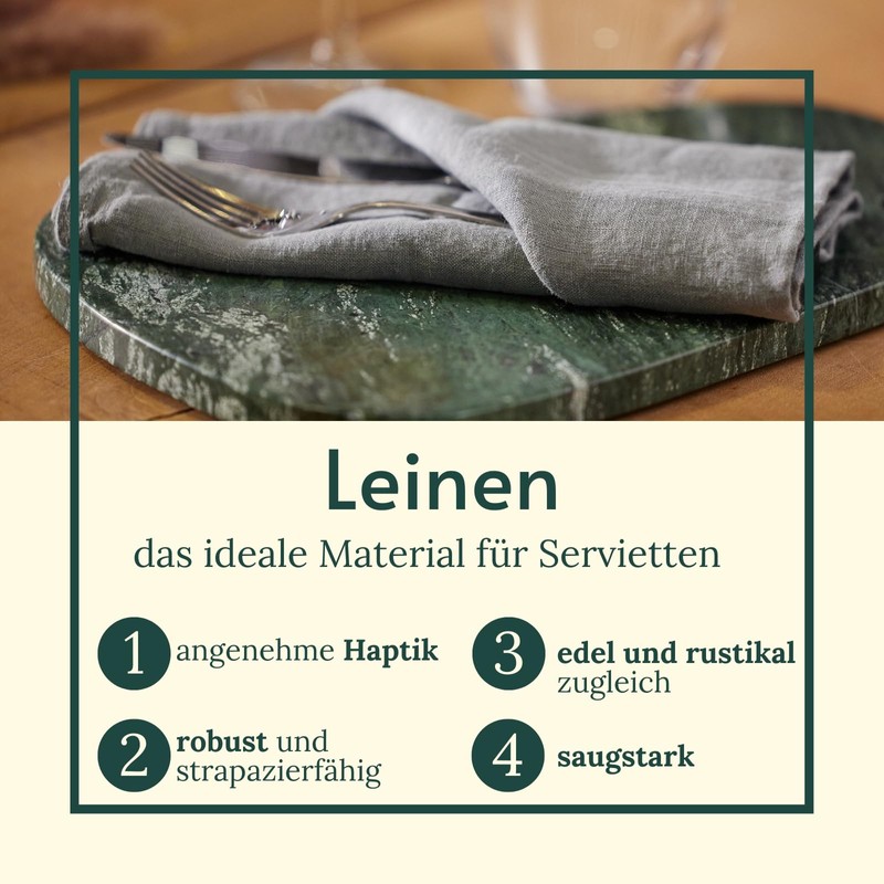 BewusstGrün® 6 Premium Fabric Napkins Linen + Folding Instructions I