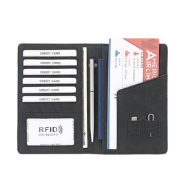 navor Passport/Travel Document Holder with RFID Protection, Portable & Foldable Organizer to Hold Passport, Tickets, Cards, Boarding Pass, ID, Money, Wallet for Men and Women