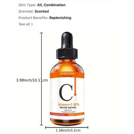 Nownoon 20% Vitamin C Liquid Serum, VC Hyaluronic Acid Face Serum Radiant Moisturizing n
