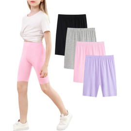 Chamri Girls' Cycling Shorts, Summer Shorts, Pack of 4, Refreshing summer