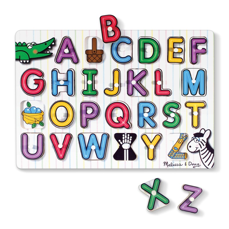 Melissa & Doug Lift & See Alphabet Wooden Peg Puzzle
