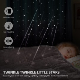 Stiio Star Cutout Curtains for Girls Bedroom 2 Panels, 2 in 1 Light Blocking Blackout Curtains with Sheer Grommet Window Drapes for Living Room Kids Room, W52 x L63 inches, Blue Purple