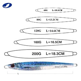OCEAN CAT Slow Pitch Jig Flat Fall Jigging Fishing Lures Vertical Jigs Jigging Baits with Assist Slow Pitch Jig Hook for Saltwater Fishing 60G/100G/150G/200G/250G (200G, Style-10: Blue&Silver Color)