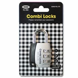 Combi-Lock CL-302 Black 3-Wheel Locker Combination Lock 72317 2ea