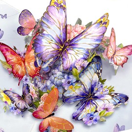 YianHien Butterfly Birthday Card Pop Up Women, Beautiful Blue Pop Up Butterfly Card for Wife Girlfriend Girls Wife Mum, Birthday Card Mother's Day Card Anniversary Card Happy Card