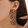 Flowers Long Dangle Drop Black Rhinestone Flower Statement Earring, Women's