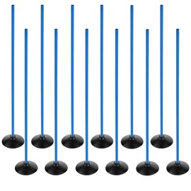 ASENVER Blue Soccer Agility Poles Set Detachable Sports Trainning Speed Pole Slalom Poles with Rubber Base Sport Traning Equipment (4.9 FT, Pack of 12)