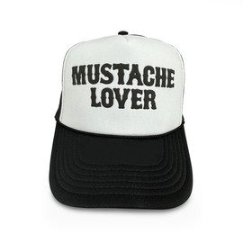NACRE APPAREL Mustache Lover Puff Print Trucker Hat Foam Vinyl Adjustable Trucker Hat Black #183