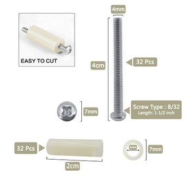 64PCS Electrical Outlet Box Extender Kit Includes 32P Outlet Spacers 32P 1-1/2 Inch 6-32 Thread Flat Head Device Mounting Electrical Outlet Screws for Fixing Wonky And Sunken Outlet