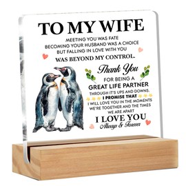 Romantic Thank You Gift for Wife - Clear Acrylic Desk Sign for Home Decor, 4 x 4 Inches