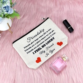 Friendship Cosmetic Bags Friend Gift for Women Friendship Birthday Gifts for Girls Makeup Bag Thank You Gift for Friend Sister Besties Girls Friend Christmas Wedding Gift Travel Cosmetic Pouch