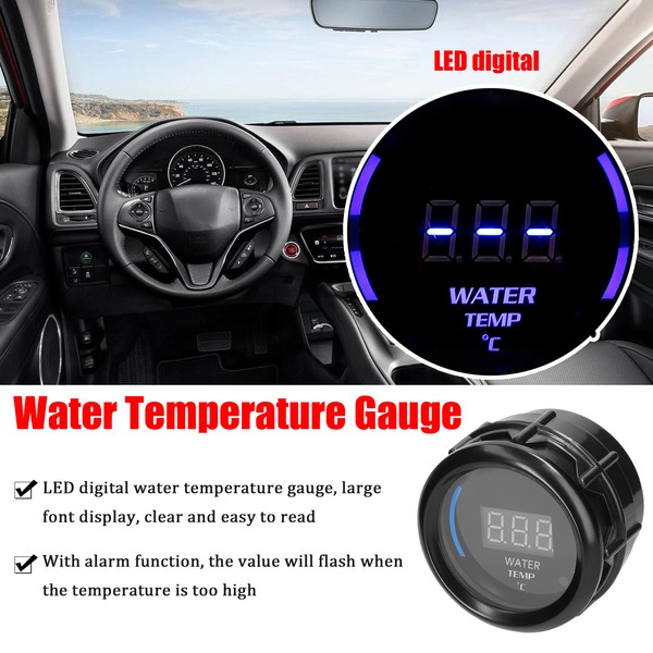 52mm Water Temperature Gauge Car Digital Meter LED Display 20-120℃
