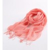 Prettystern Linen Plain Colour Unisex Summer Fringe Scarf, T14 Red