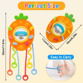 Starvortex Montessori Baby Toy, Sensory Toy for Baby from 6-12 Months, Motor Skills Toy from 6 Months for Early Childhood Education, Cute Carrot Shape Pull Toy