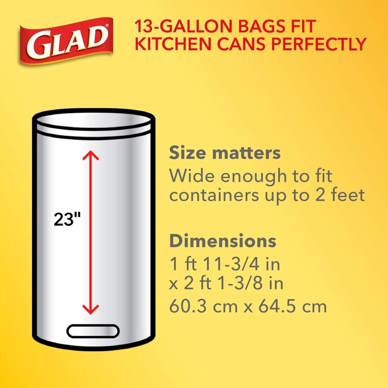 Glad Trash Bags, Tall Kitchen Drawstring Garbage Bags, 13 Gallon