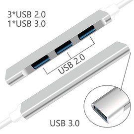 MORNWELL Hub USB 3.0,Ultradelgado Convertidor 4 en 1 Adaptador de USB A 4 Puertos,5 Gbps USB Hub Portátil Compatible con PC,Laptop,Disco U,Impresora,Memoria USB,Ratón,Teclado y Más,10CM