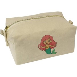 Azeeda 'Cute Mermaid' Canvas Wash Bag/Makeup Case (CS00047151)