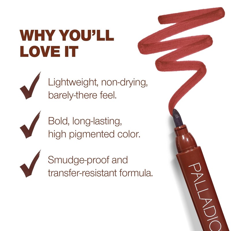 Palladio Tinte labial, fórmula impermeable hidratante, cacao