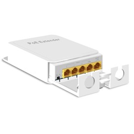 REVODATA 4 Port Outdoor Gigabit PoE Extender, 10/100/1000 Mbps PoE Repeater 100/250 Meter Extend, IEEE802.3af/at/bt Max 60W 4 PoE Output Waterproof for Outdoor, Plug and Play (WPOE6005G)