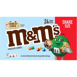 M&M'S Crunchy Cookie Milk Chocolate Candy Bulk, Share Size, 67.92 oz, 24 Packs per Carton