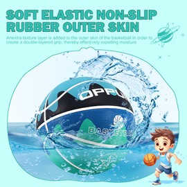 OPPUM Premium Quality Kids & Youth Basketballs Size 3(22") and Size 5(27.5"), Crafted for Comfort, Control, and Competitive Play! (Volcano Blue, Size 5-27.5")