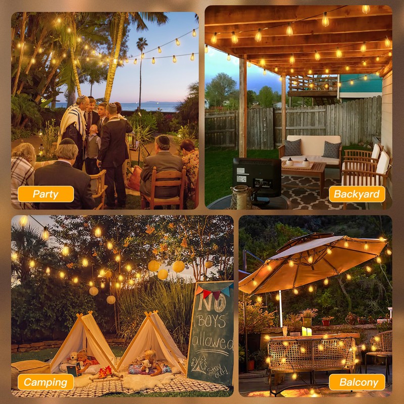 Ollny S11 50FT Outdoor String Lights with Remote, 3 Modes