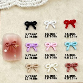 Nail Parts, Ribbon, Approximately 100 Pieces 3D 3D Ribbon, Nail Parts, Stone, Cute, Small, Bowknots, Nail Art, Ribbon, Decoration Parts, Handmade for Resin, Random Color