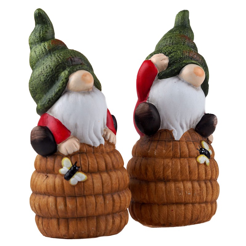 BWG Gonk 22cm Gnome On Beehive Garden Ornament Figurines (Set